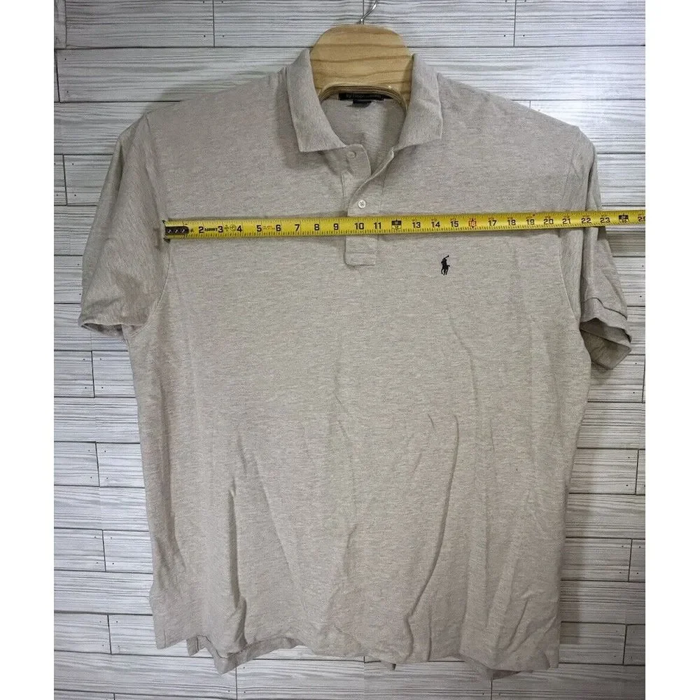 Polo Ralph Lauren‎ Men's Cotton Polo Tan Heather Short Sleeve Golf Sz 2XXL